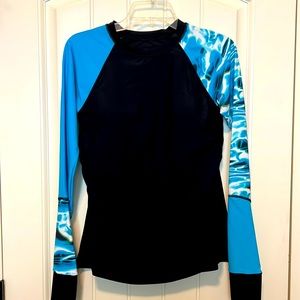 Turquoise & Black Swim Top with Built in Padded Bra